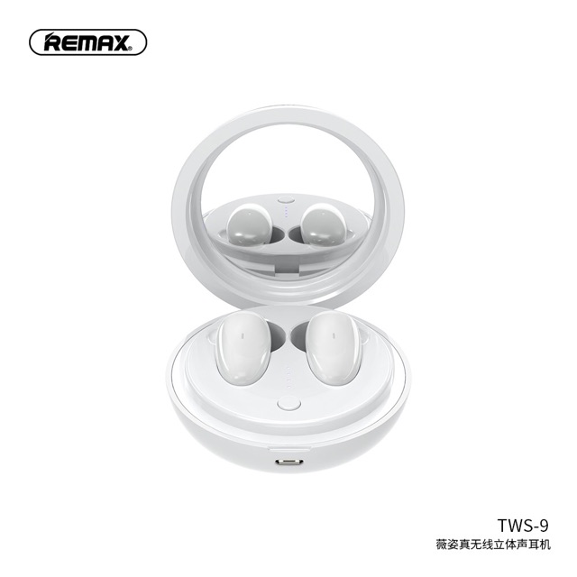 Tai nghe Bluetooth true wireless remax TWS-9 v5.0 kèm đốc sạc có thể làm gương soi