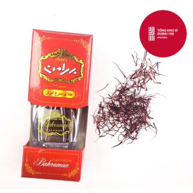 Nhuỵ hoa nghệ tây/ Saffron Bahraman hộp mika 1g fullbox (có giấy tờ)