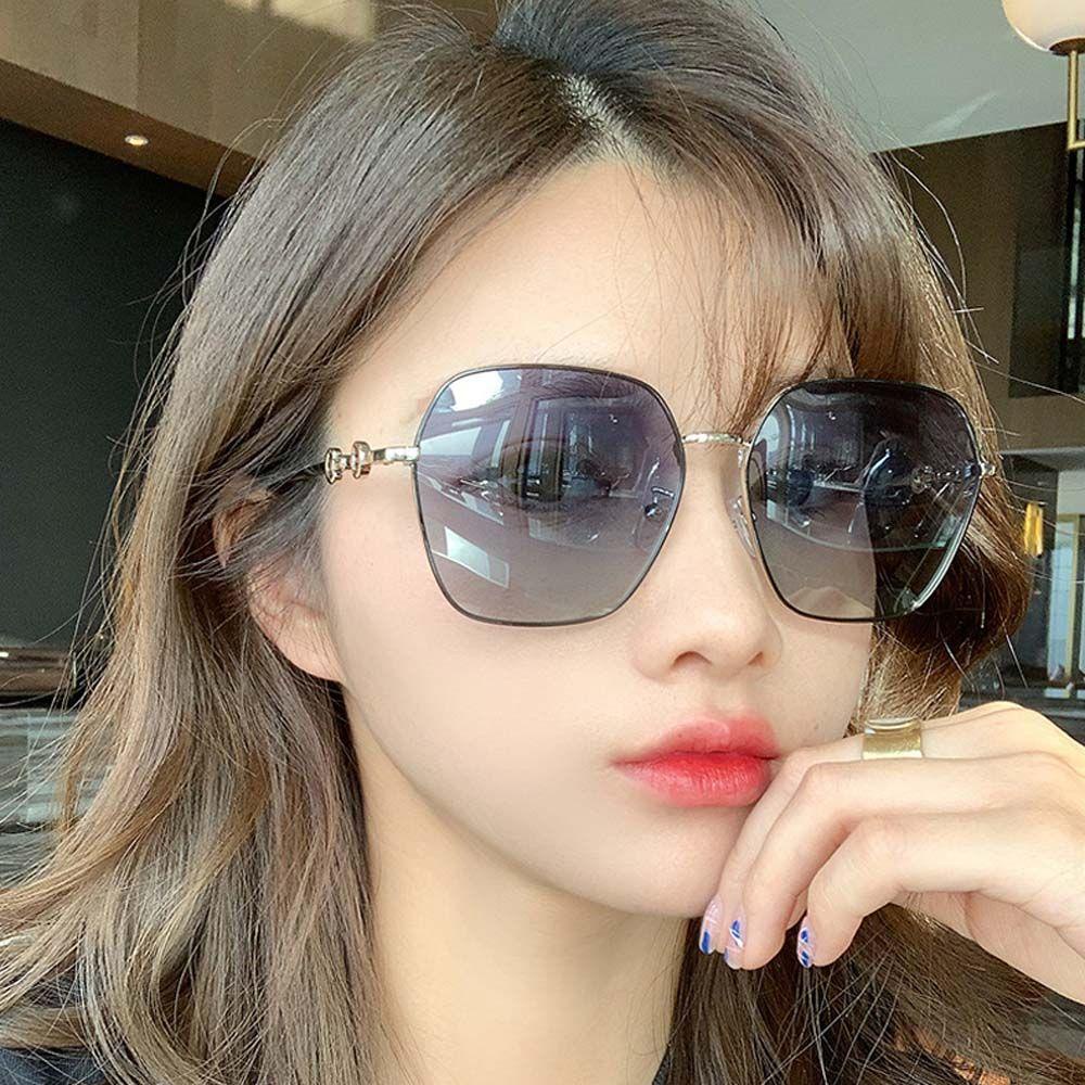 Kính Chống Nắng Gọng Lớn Bằng Kim Loại Chống Phản Quang Màu Gradient Thời Trang Phong Cách Hàn Quốc Cho Nữ