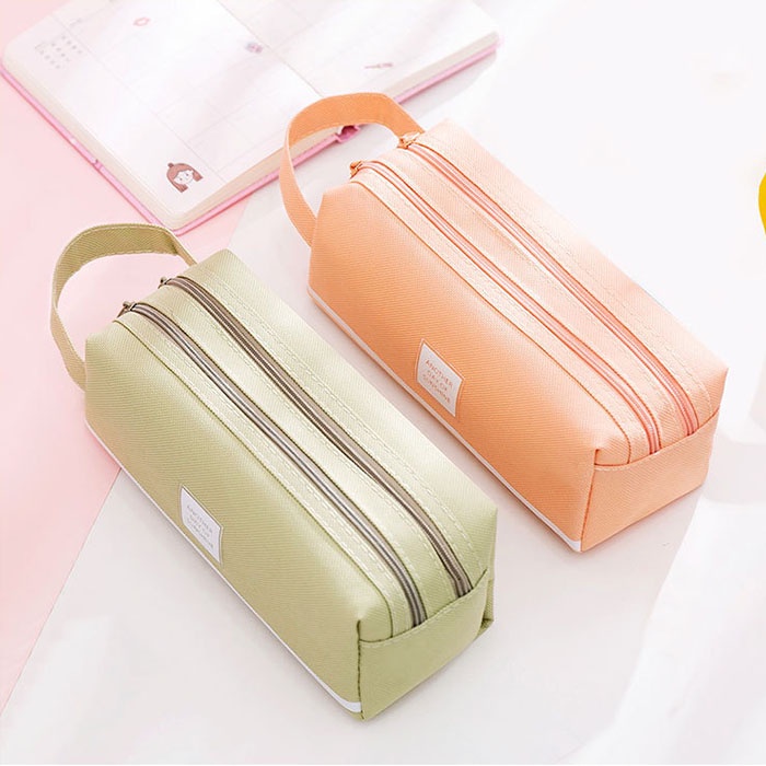 Hộp Bút Hai Lớp Đa Năng Cỡ Lớn Thiết Kế Đơn Giản Cho Học Sinh