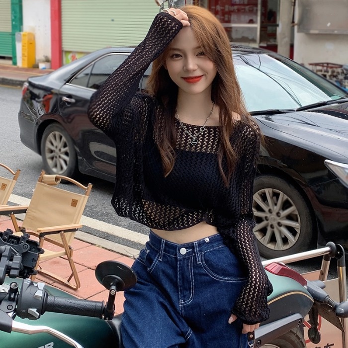 Áo khoác ZHELIHANGFEI dệt kim tay dài dáng rộng chống nắng dễ phối đồ tùy chọn màu sắc