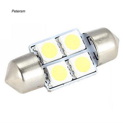 Set 2 đèn LED xe ô tô 31mm 4 SMD 5050 DC 12V sáng trắng tiện dụng chất lượng cao