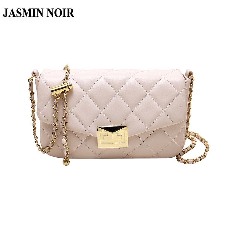 Túi Đeo JASMIN NOIR Chéo Họa Tiết Kẻ Sọc Phối Dây Xích Chần Bông Cho