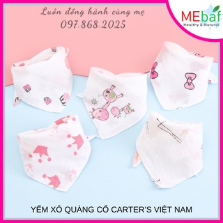 Yếm xô quàng cổ cho bé, khăn yếm ăn dặm tam giác cúc bấm xuất nhật