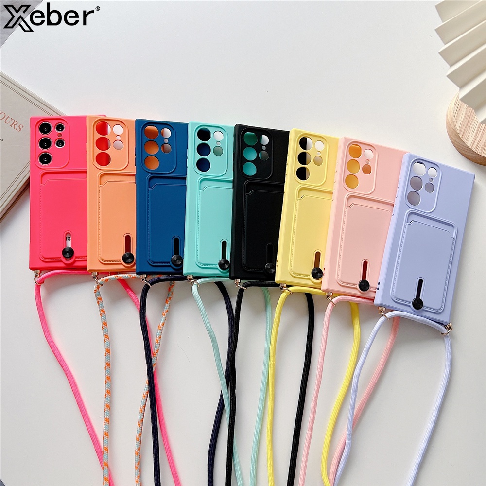 Ốp Điện Thoại Silicon Có Dây Đeo Thẻ Cho Samsung A12 A22 A23 A52 A32 A72 A51 A71 A21S A02S A03S S20 FE S21 FE S21 PLUS