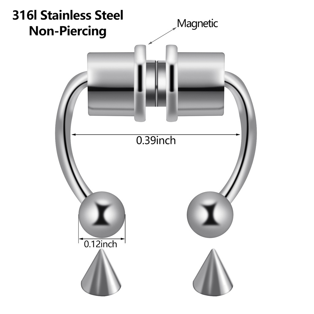 UPSTOP 316L Stainless Steel Faux Septum Rings Non-Piercing Clip On Nose Hoop Rings For Women Girls