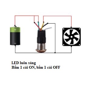 Công tắc Kim loại 16mm nhấn nhả nhấn khóa 12V 24V 220V chống nước ô tô