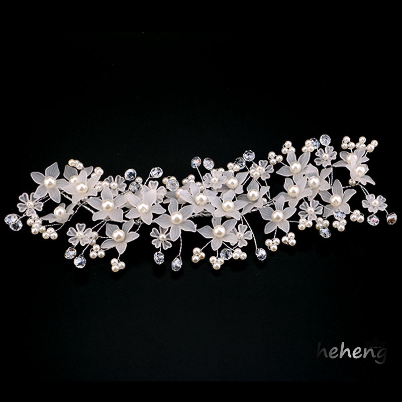 Trâm Cài Tóc Hoa Đính Ngọc Trai Nhân Tạo Cho Cô Dâu