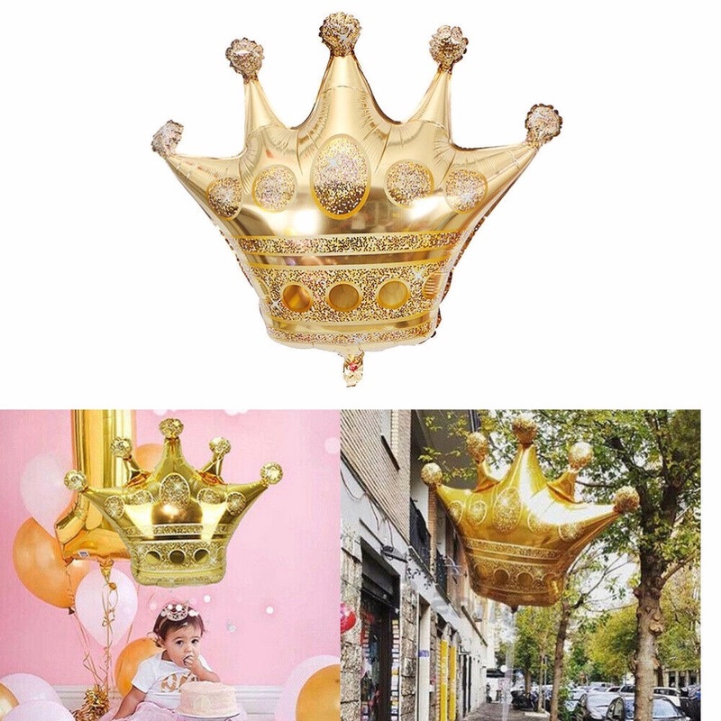 Bong bóng hình vương miện màu vàng trang trí tiệc sinh nhật cho bé