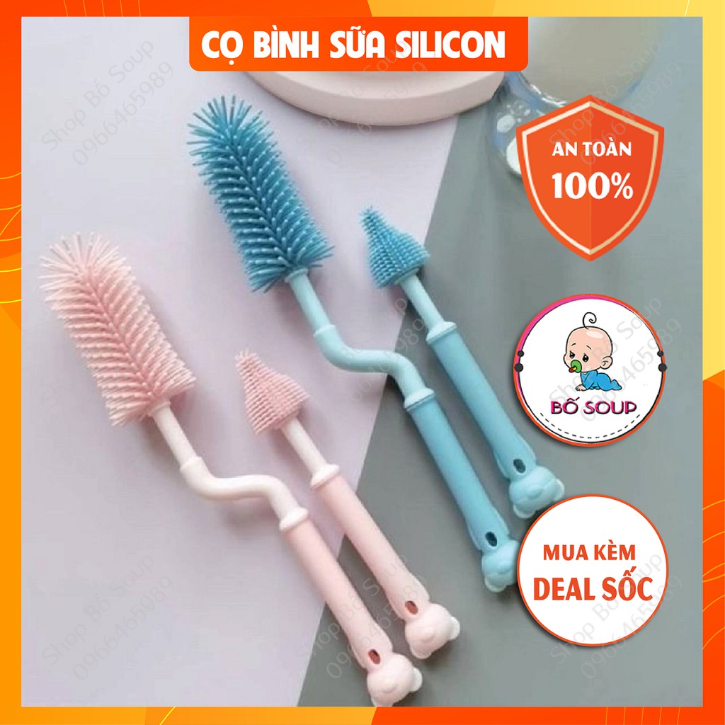 Cọ rửa bình sữa Silicon cao cấp tay cầm xoay 360 độ Shop Bố Soup