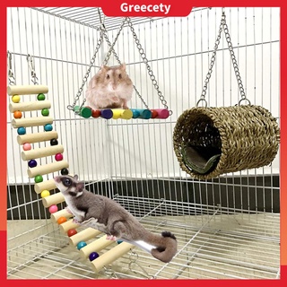 Bộ 3 món đồ chơi treo trang trí lồng nuôi hamster/sóc gồm cầu thang và xích đu cùng võng hình đường hầm