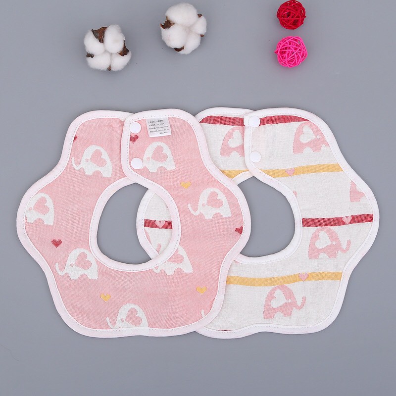 Yếm tròn sợi tre 6 lớp có cúc bấm cho bé yêu