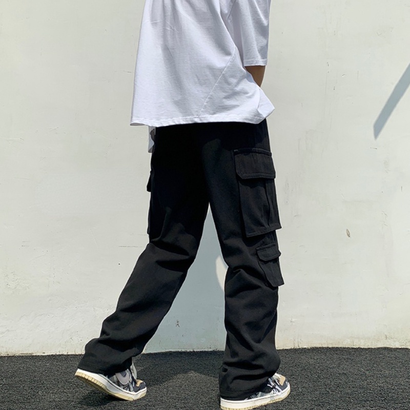 Quần dài màu trơn nhiều túi thoáng khí kiểu Hàn Quốc cá tính size S-3XL cho nam