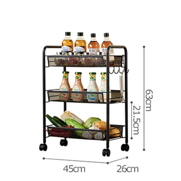 Kệ đa năng khung thép 3 tầng có bánh xe 360 độ_RE0282