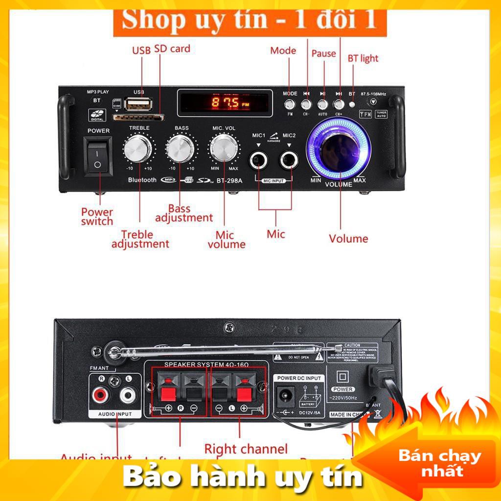 [ Xả kho tết] Amly karaoke Mini Bluetooth BT-298A cao cấp, chức năng đa dạng - Freeship - Bảo hành uy tín