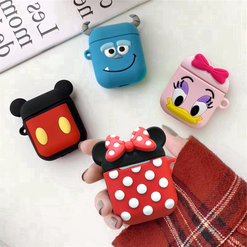 Vỏ bảo vệ hộp sạc tai nghe Apple Airpods 1 2 bằng silicon TPU chống va đập hình nhân vật hoạt hình Disney