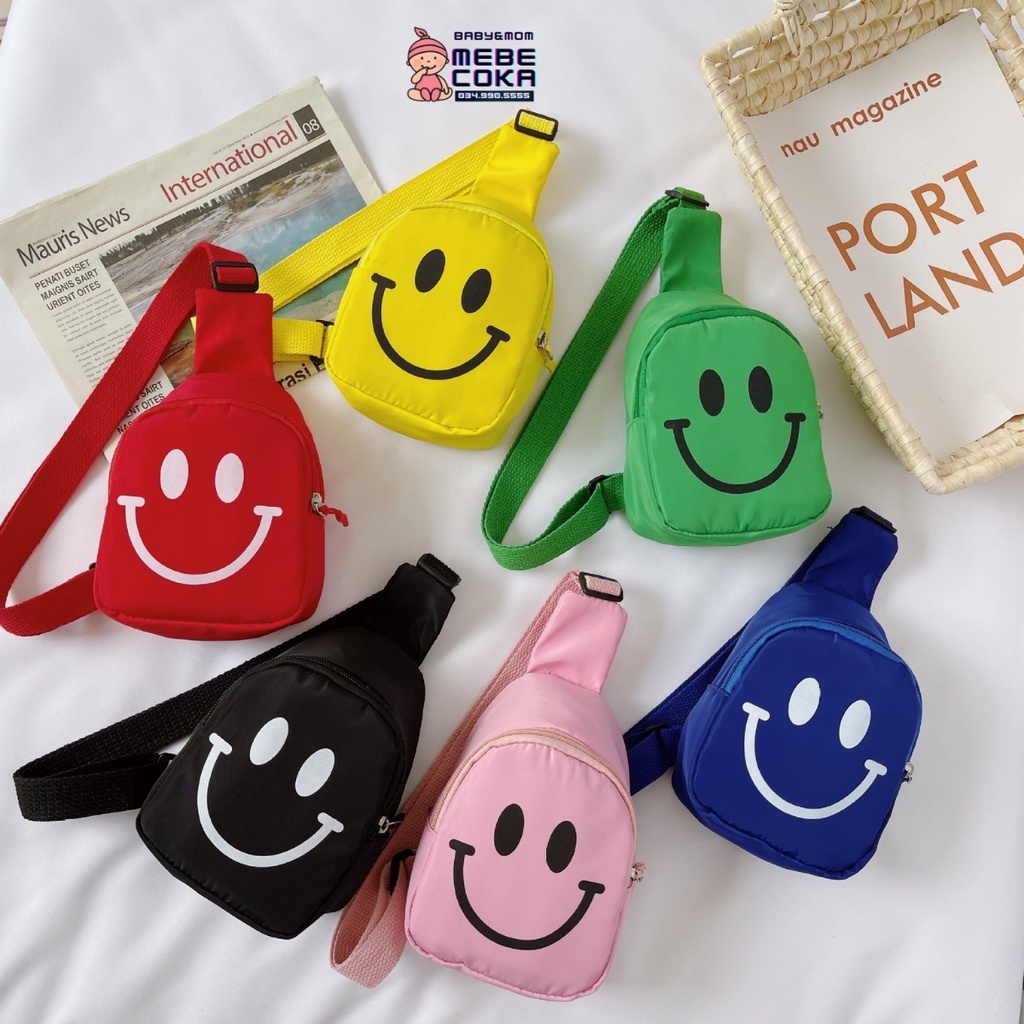Túi đeo chéo cho bé hình mặt cười, túi trẻ em mini đi chơi – du lịch phong cách hàn quốc siêu cute, ngộ nghĩnh.