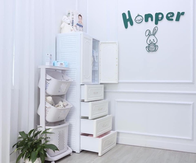 Tủ Nhựa Honper 5 Tầng Vân Gỗ