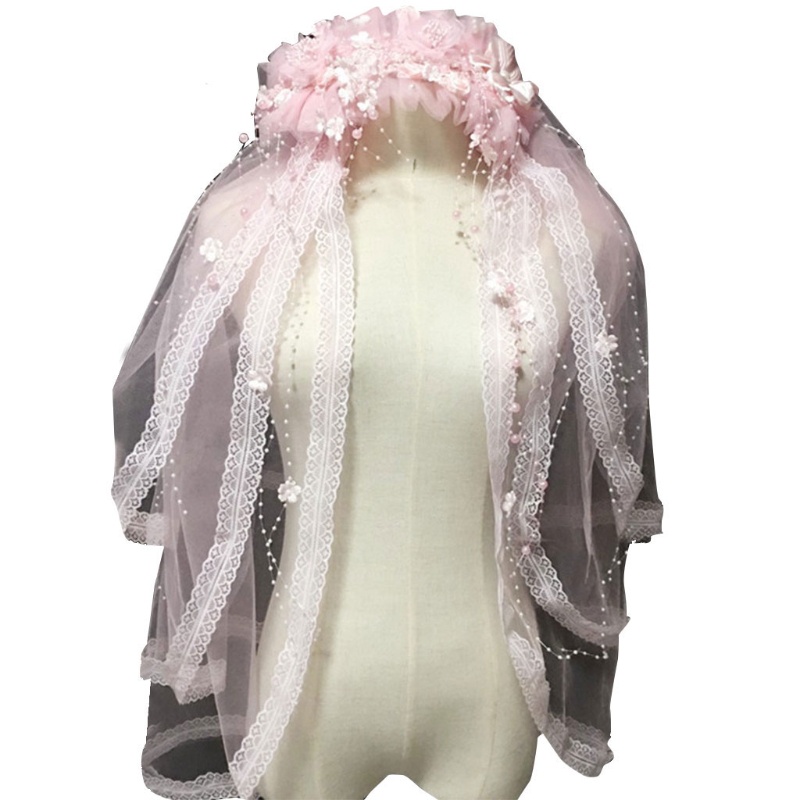 Băng Đô Vải Tuyn Nhiều Lớp Phong Cách Lolita Cho Cô Dâu