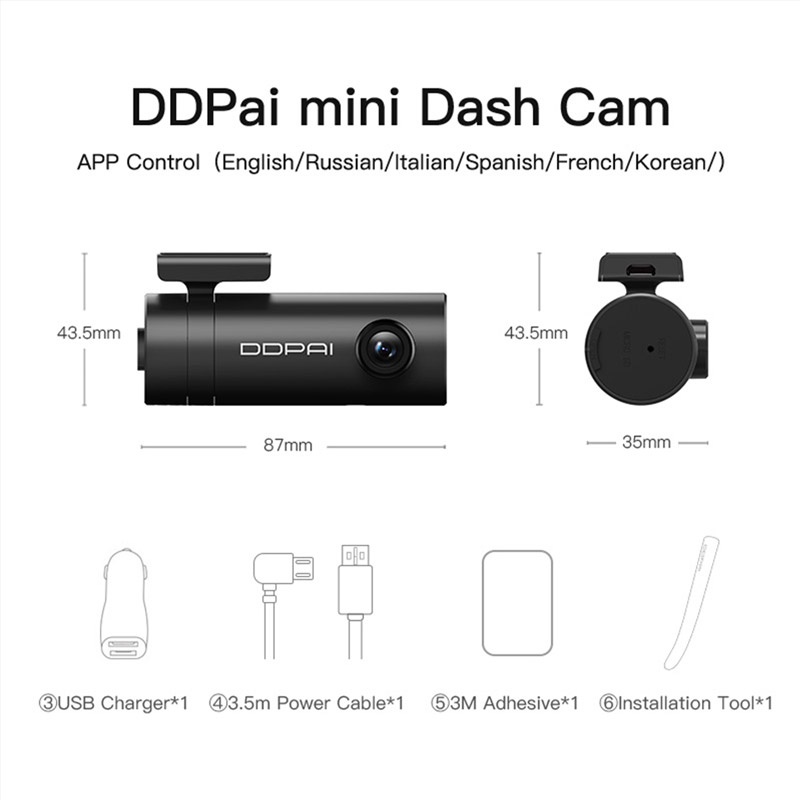 [Phiên bản quốc tế] Công cụ giám sát đỗ xe Chuyển động độ nét cao 1080P Youpin DDPai Mini Dash Cam Drive Recorder