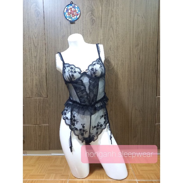 DL12 jumpsuit bodysuit kẹp tất có gọng khuy đáy cut out eo (feedback ảnh thật)