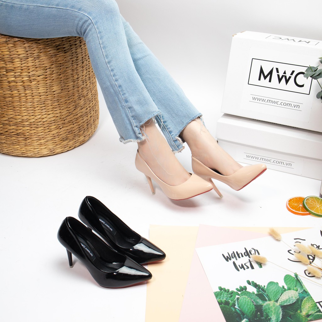 Giày Cao Gót MWC Đế Nhọn 7CM Bít Mũi Da Bóng NUCG-3807
