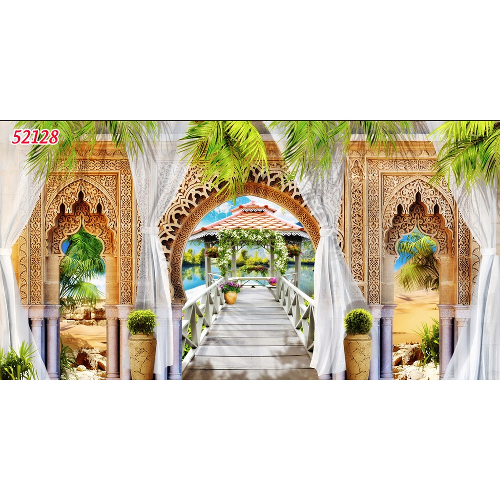 Tranh dán tường 3d cửa sổ thoáng mát tạo cảm giác thoải mái, tự nhiên