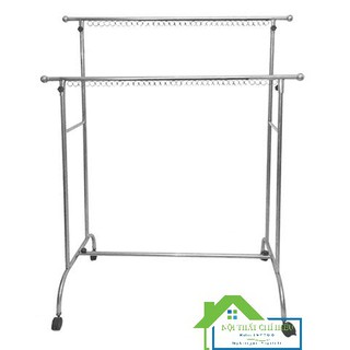 Sào phơi đồ inox hai tầng có móc khoen