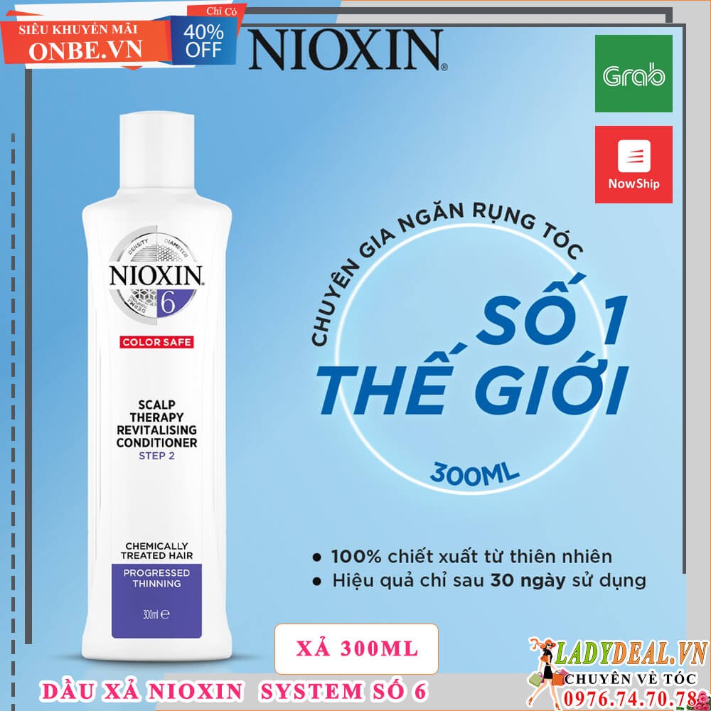 NIOXIN 6 | Dầu Xả Nioxin 6 Dành Cho Tóc Hay Tạo Kiểu, Thưa Mỏng Và Rụng Nhiều [ NHIỀU DÙNG TÍCH ] 250ml Dùng Thử - 300ml