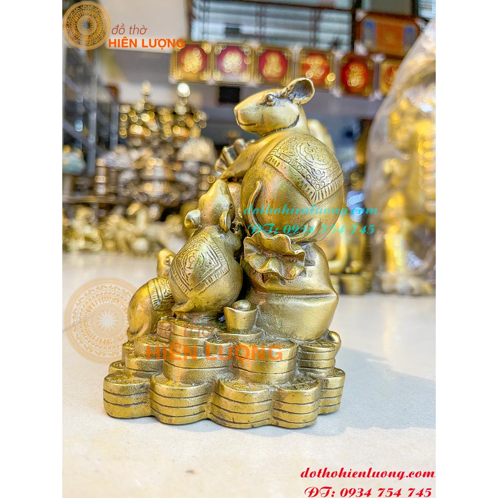 Tượng Chuột Ngũ Phúc Bằng Đồng- Gia Đình Chuột-Tượng Linh Vật Phong Thủy Bằng Đồng