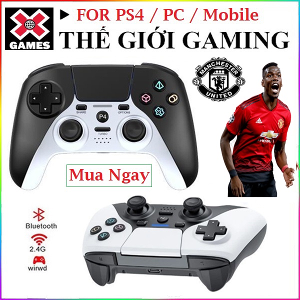 FOR PES2021Tay cầm chơi game không dây PS4 wireless 2.4G cho Android TV, điện thoại Android, PC, TV Box, PS 4.8