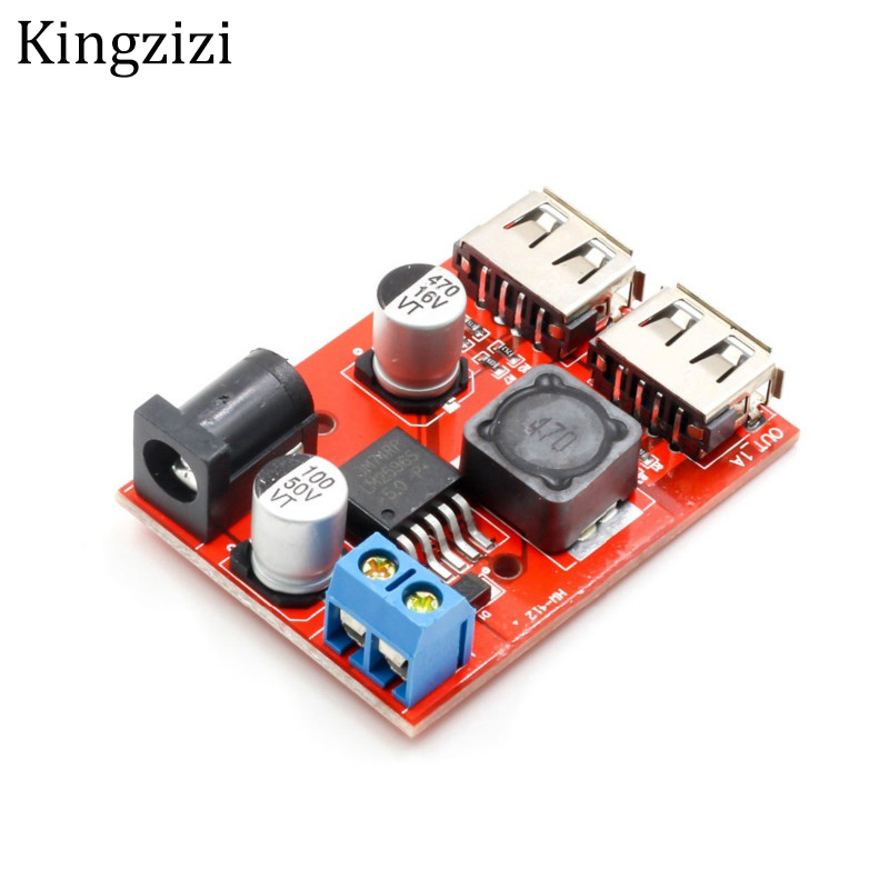 Bảng mạch module chuyển đổi nguồn năng lượng mặt trời LM2596 USB kép DC-DC 9V 12V 24V 36V đến 5V 3A
