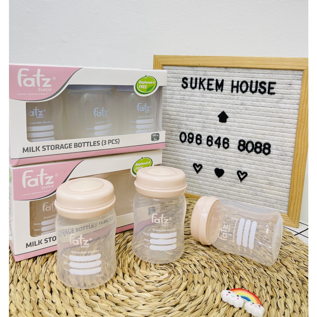 Bộ 3 Bình trữ sữa mẹ 150ml Fatzbaby FB0120N