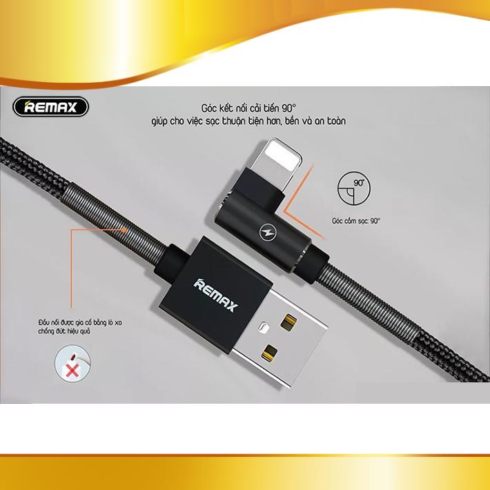 Cáp Sạc Nhanh Iphone Chống Gãy - Dây Sạc Iphone Hàng Hãng Remax RC 119i Quặp L - Bảo Hành Chính H
