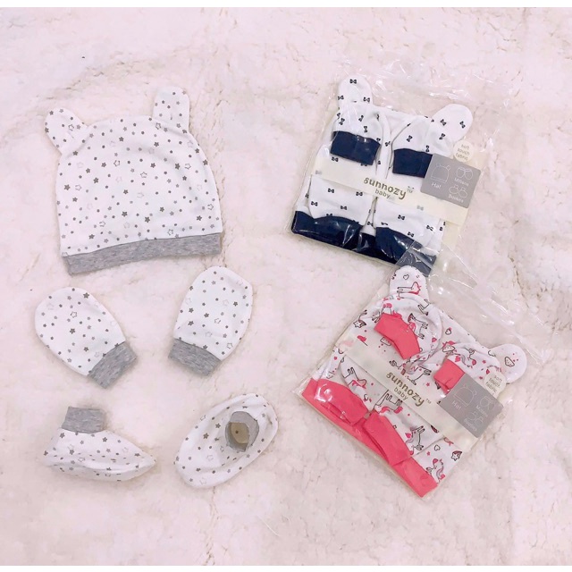 Set Nón Vớ Bao Tay Chân Cho Bé Sunnozy