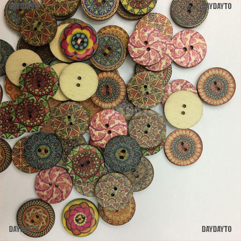 Bộ 100 Nút Gỗ Hình Hoa Đường Kính 20mm / 2