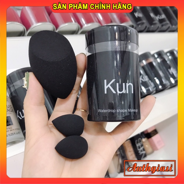 Set Bông mút tán kem nền Kun Đen Và Nâu siêu mịn bám phấn chuyên dùng cho makeup