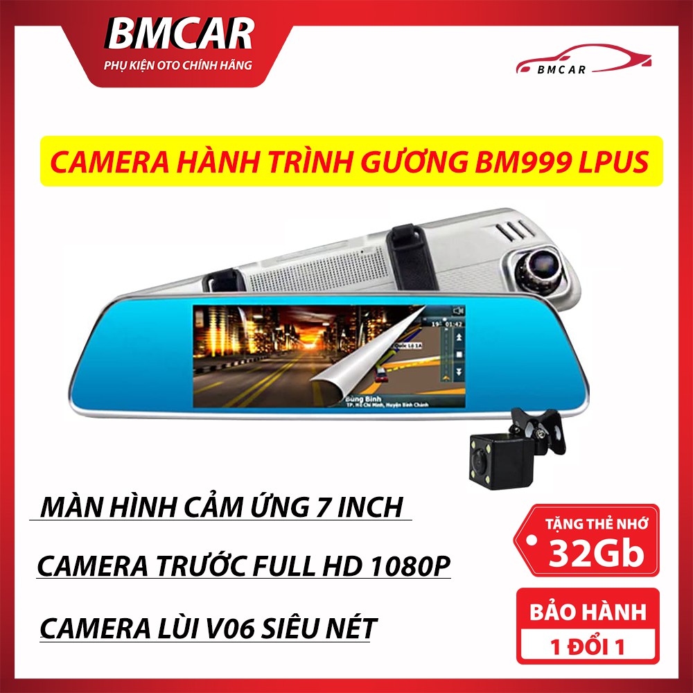 [TẶNG THẺ NHỚ 32g] Camera hành trình ô Tô Gương Chiếu Hậu BM999 PLUS Màn Hình Cảm Ứng 7 Inch, Camera Lùi Rõ Nét