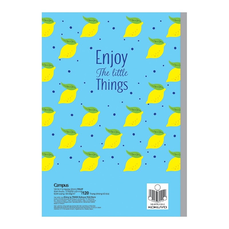 Vở Fruit 4 Ly Ngang 120 Trang ĐL 58-65g/m2 - Campus NB-BFRU120 (Mẫu Màu Giao Ngẫu Nhiên)