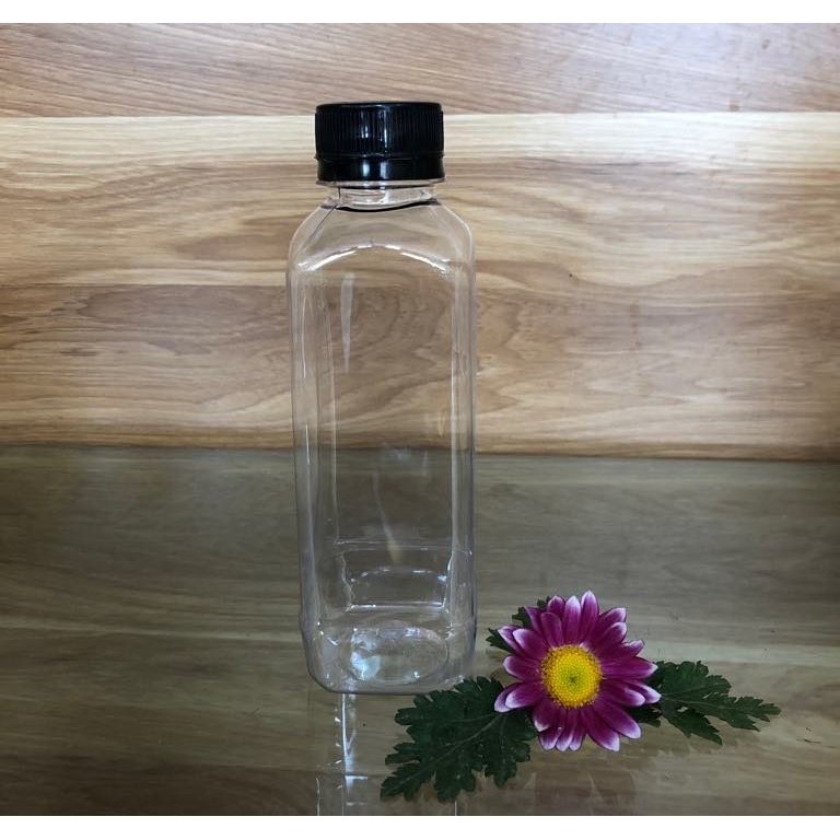 Chai nhựa vuông đựng nước sinh tố trà sữa / Chai nhựa đựng trà thái dung tích 330ml