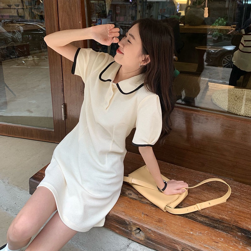 Đầm Tay Ngắn Cổ Polo Thiết Kế Mới Thời Trang Mùa Hè Dành Cho Nữ