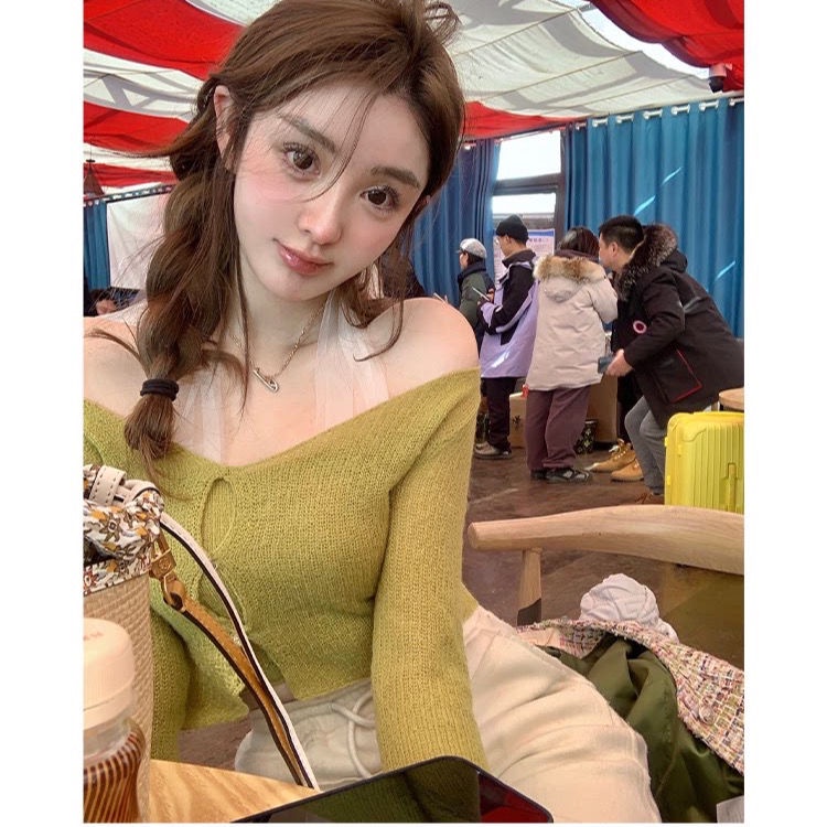 COZOK Set Áo Len Tay Dài Màu Trơn + Áo Vest Không Tay Thời Trang Cho Nữ