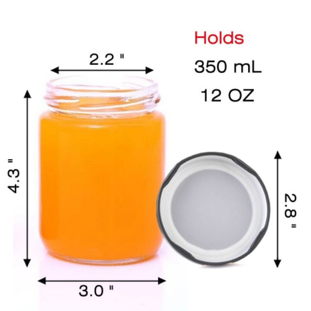 Hũ thủy tinh tròn 350ml nắp đen | BigBuy360 - bigbuy360.vn