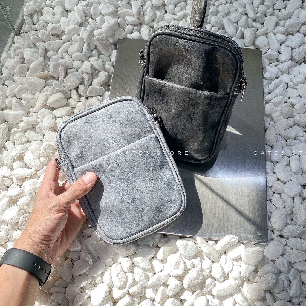 Túi đeo chéo Nam nữ, da PU hiệu ứng wash tàn GATE6- YH3506