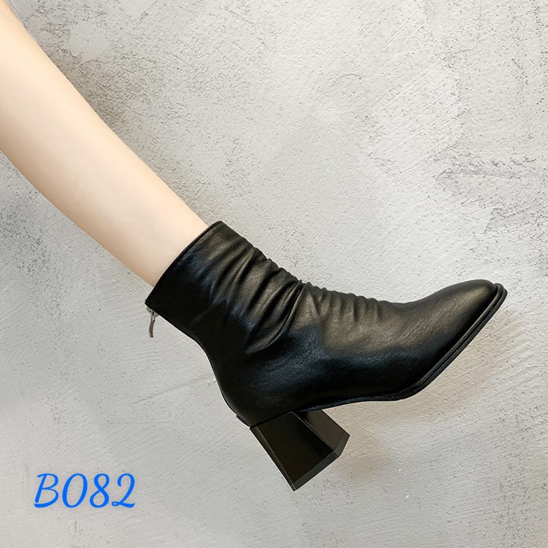 (S185) Bốt nữ nhăn nhún trước không gân giữa 5 phân (Mã B082 - bốt nhăn)