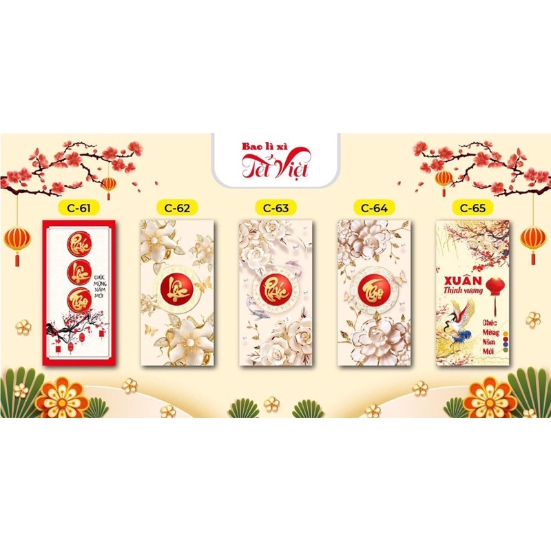 COMBO 5 BAO LÌ XÌ năm mới mẫu ngẫu nhiên
