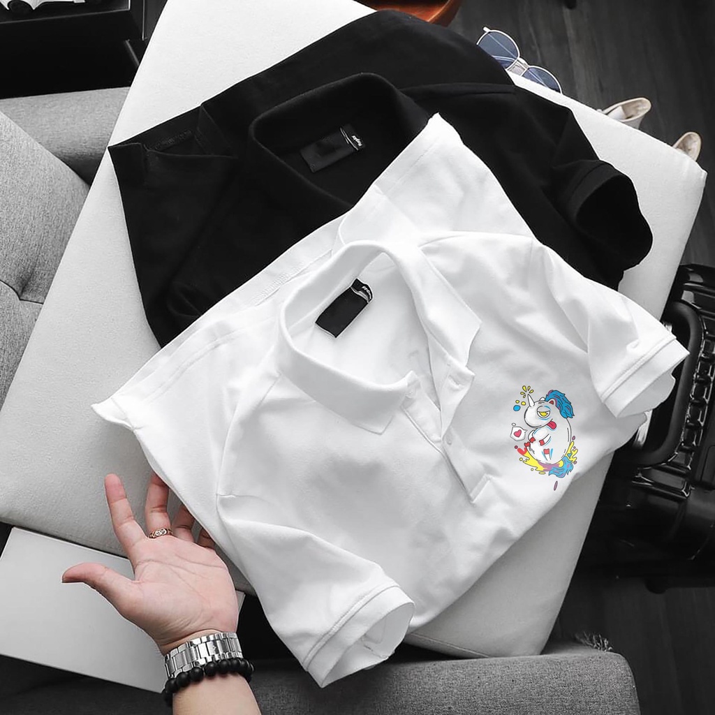 Áo POLO Elektron, chất thun Cá Sấu Poly Thái full size Nam Nữ, Áo có cổ trắng đen, cổ trụ Unisex, KKim Shop