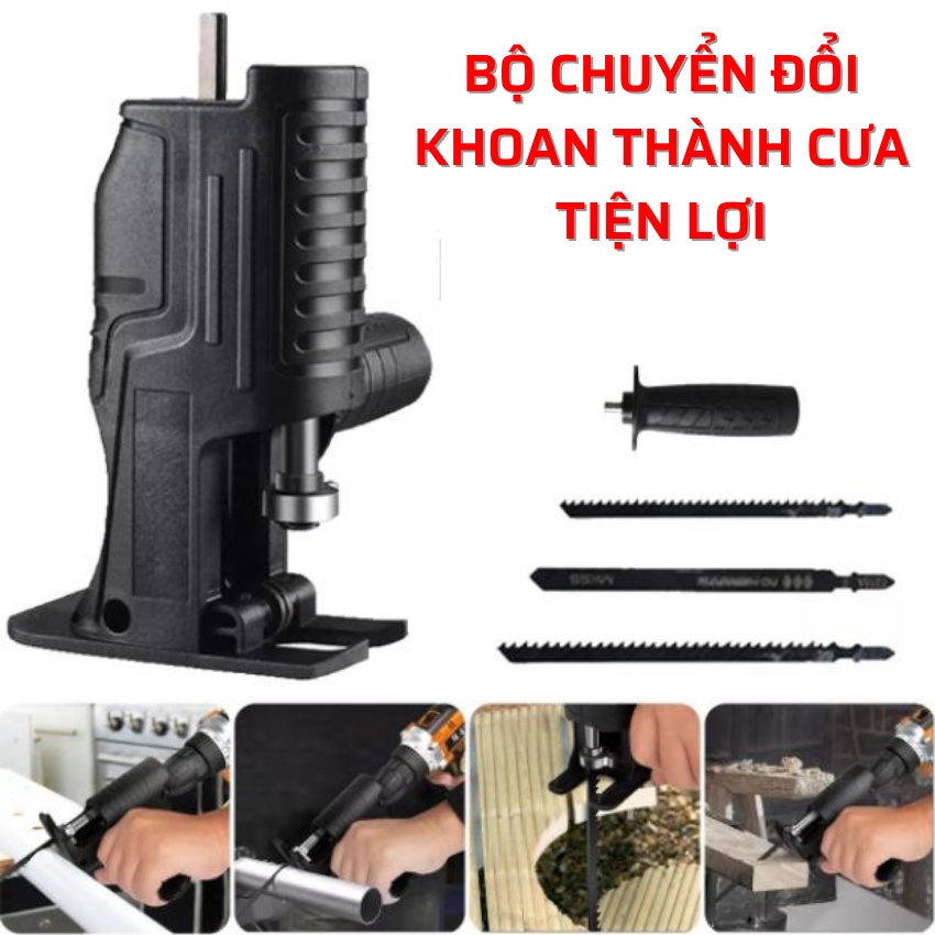 Bộ chuyển đổi máy khoan thành cưa đa năng Dùng được cho các loại máy khoan pin,khoan điện,khoan búa,...