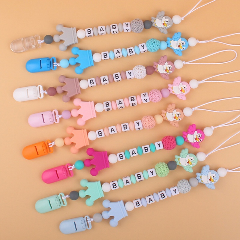 Kẹp Núm Vú Giả Xỏ Hạt Silicon Họa Tiết Chim Hoạt Hình Cho Bé Trai Gái