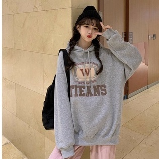 Áo hoodie ZHELIHANGFEI tay dài form rộng họa tiết in theo phong cách preppy dễ phối đồ tùy chọn màu sắc
